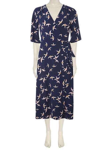 **Izabel London Navy Vintage Wrap Dress